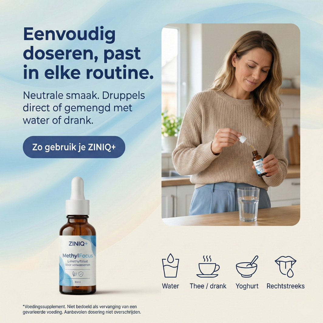 ZINIQ+ MethylFocus | Geactiveerd folaat voor rust, focus en mentale veerkracht