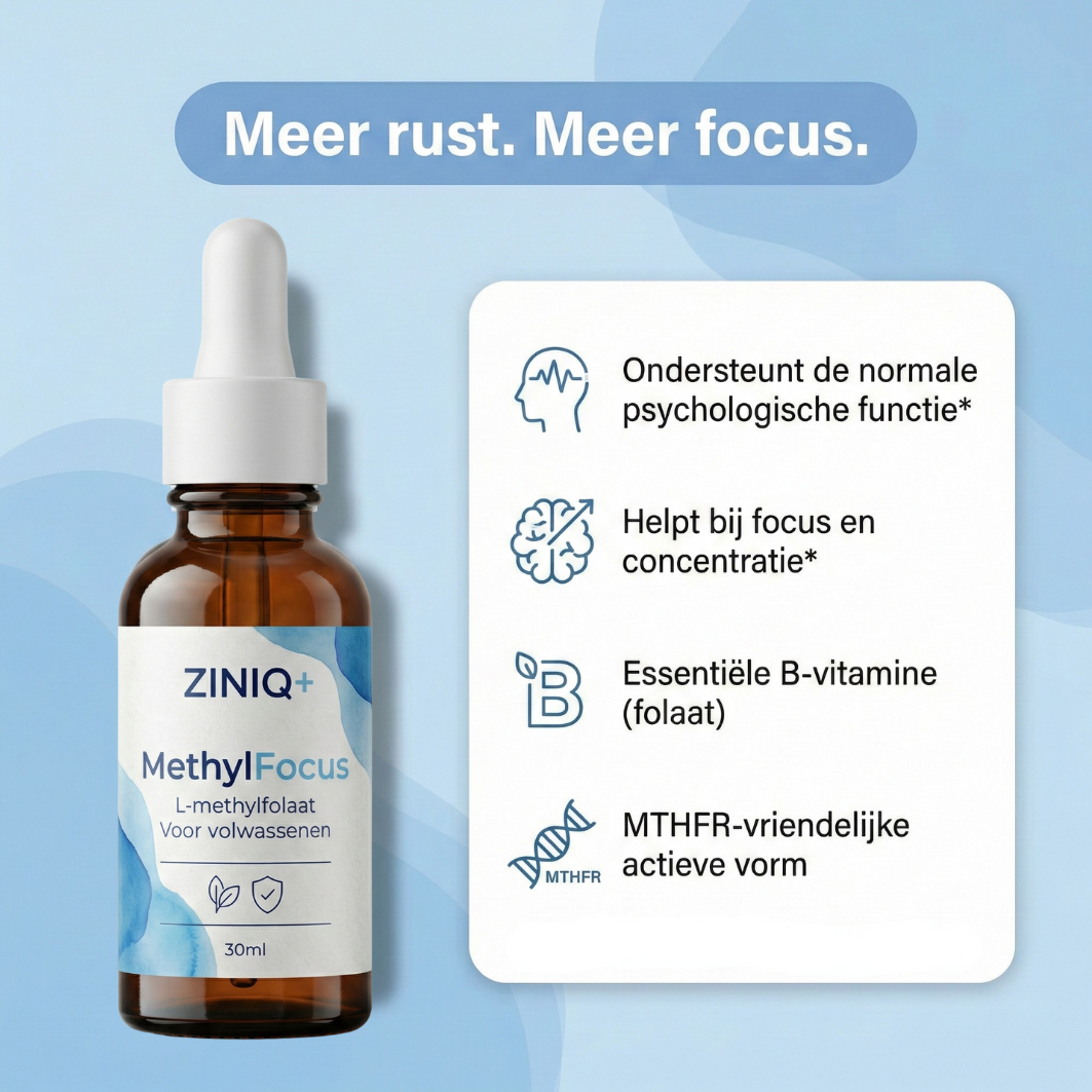 ZINIQ+ MethylFocus | Geactiveerd folaat voor rust, focus en mentale veerkracht