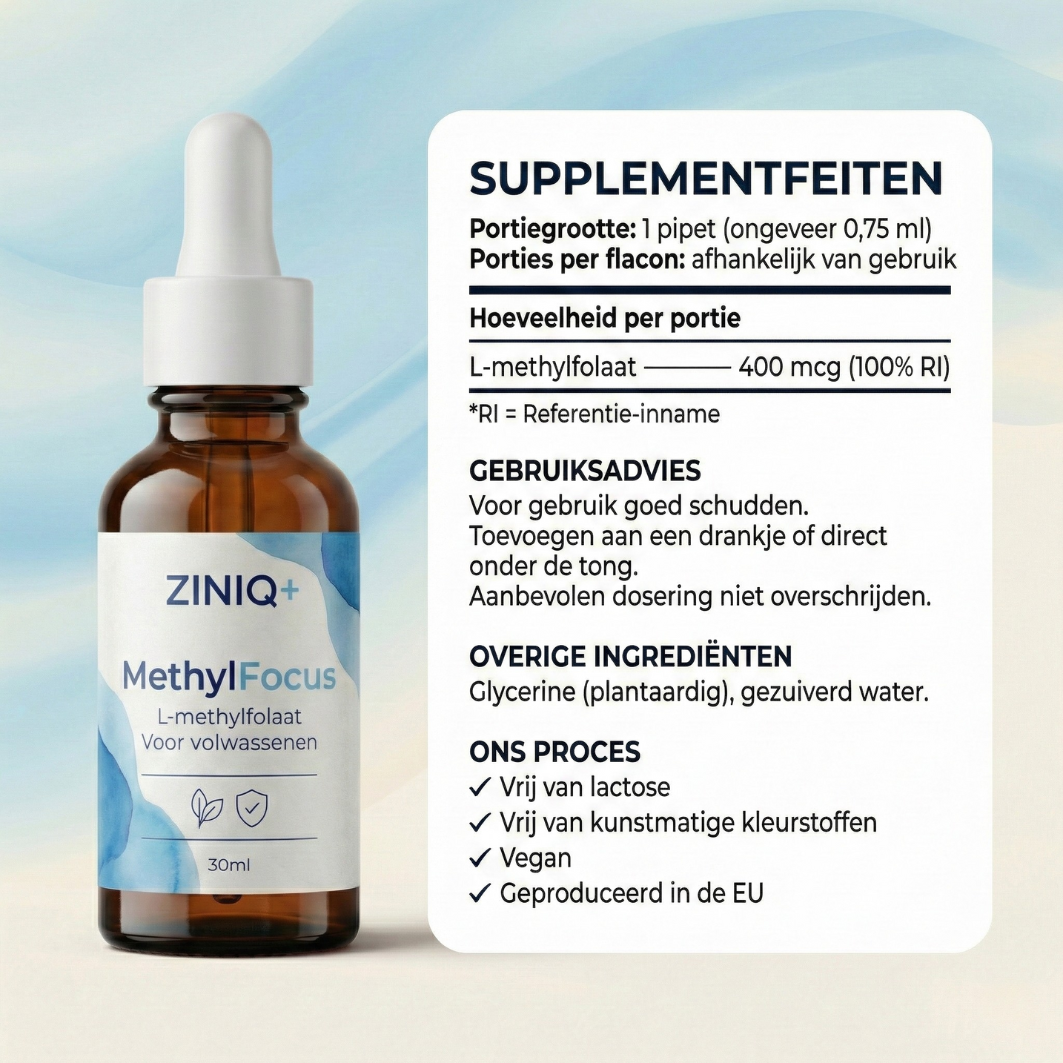 ZINIQ+ MethylFocus | Geactiveerd folaat voor rust, focus en mentale veerkracht