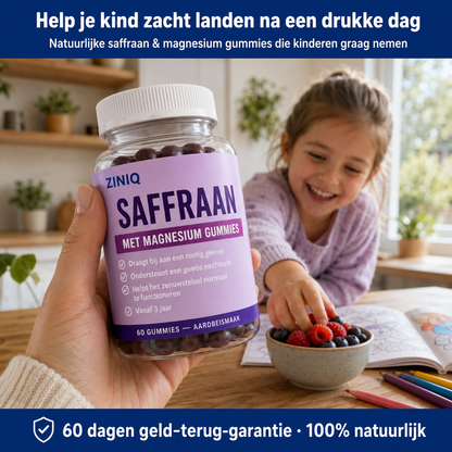 ZINIQ Saffraan & magnesium gummies | voor de overgang van school naar thuis | meer rust, minder ontploffingen.