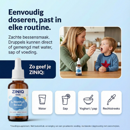 ZINIQ™ L-Methylfolaat | Meer rust. Meer focus en een kind dat zich weer goed voelt in zijn eigen hoofd.