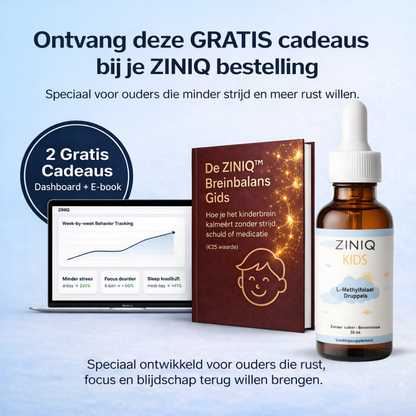ZINIQ™ KIDS L-Methylfolaat | Meer rust. Meer focus en een kind dat zich weer goed voelt in zijn eigen hoofd.
